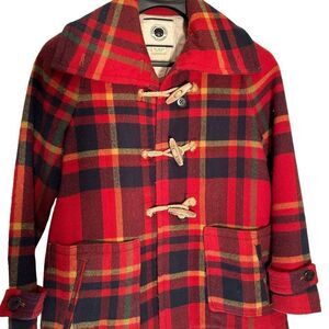 Daughter of the Liberty Plaid Wool Blend Duffle Coat Red Black Size 2
